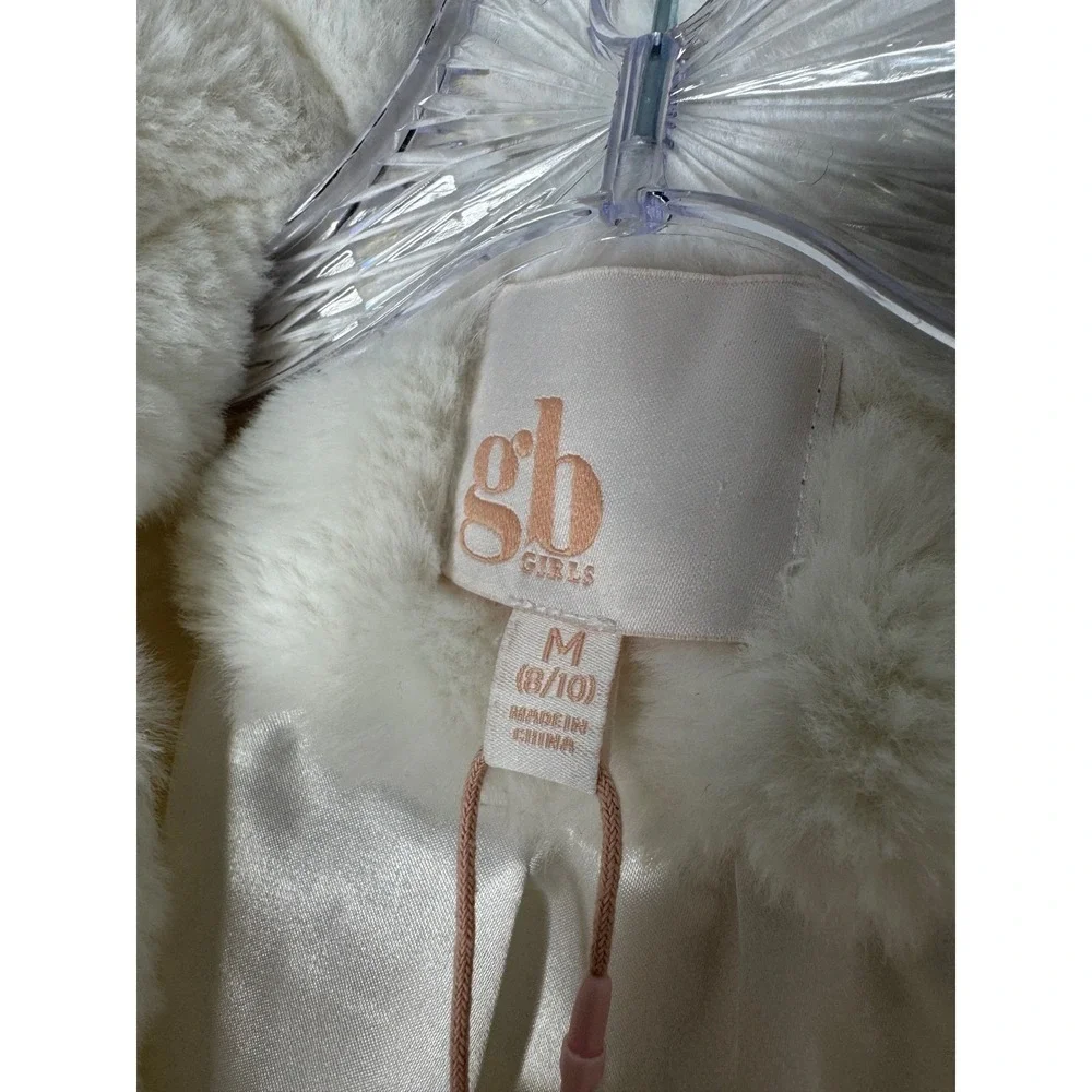 GB Girls Gianni Bini Ivory Faux Fur Cropped Jacket Size‎ M 8/10 Formal Dance NWT
